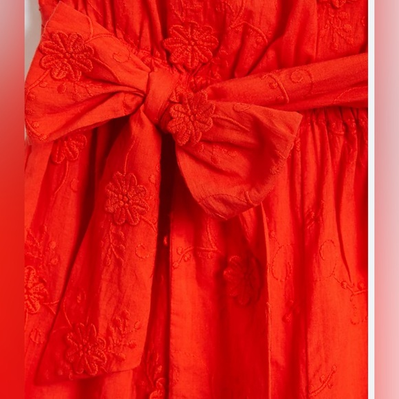 Loft beach line embroidered romper shorts strapless orange red NWT - Picture 2 of 8